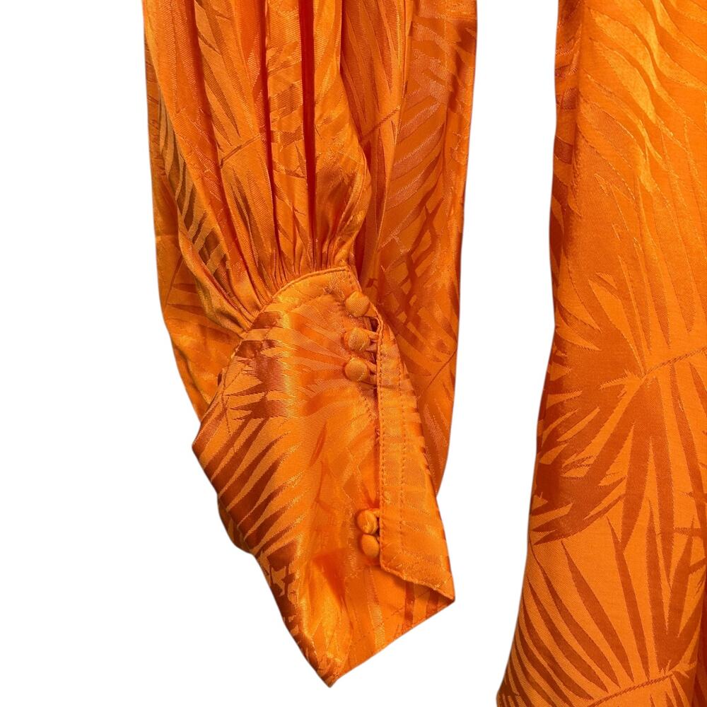 Rat & Boa, 'Harlequin' Mini Dress, Long Sleeve, Palm Jacquard, Orange XX-Small - Picture 9 of 11
